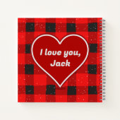 I ♥ U I Love You Buffalo Plaid Spiral Carnet (Dos)