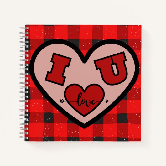 I ♥ U I Love You Buffalo Plaid Spiral Carnet (Devant)