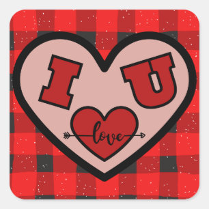 I ♥ U Ik hou van je Buffalo Plaid Sticker