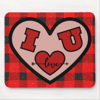 I ♥ U Ik hou van u Buffalo Plaid Mousepad Muismat