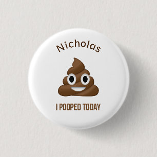 I Uitgeputte vandaag Grappige Emoticon met Naam Ronde Button 3,2 Cm