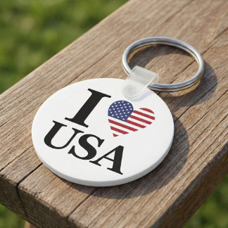 "I ❤️ USA" Ronde Sleutelhanger