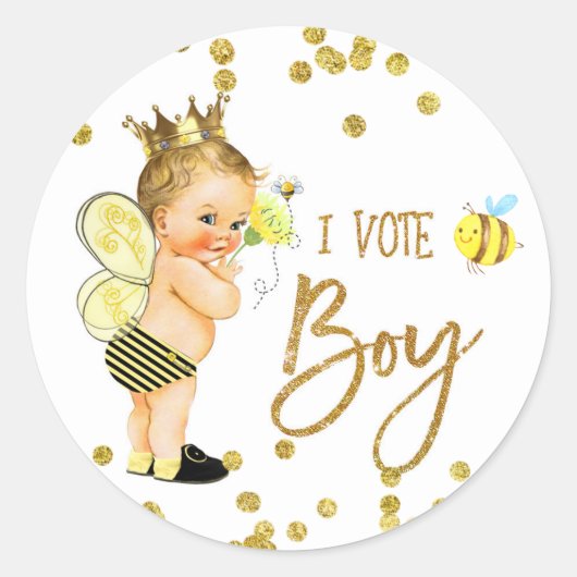I VOICE BOY bee Gender Reveal game label (Voorkant)