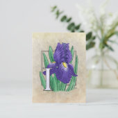 I voor Iris Flower Monogram tekening Briefkaart (Staand voorkant)