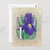 I voor Iris Flower Monogram tekening Briefkaart (Voorkant / Achterkant)