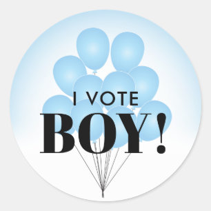 I Vote Blue Balloons Gender Reveal Party Ronde Sticker