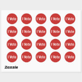 I Vote Sticker - Blanc sur Rouge (personnalisable) (Feuille)