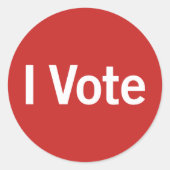 I Vote Sticker - Blanc sur Rouge (personnalisable) (Devant)