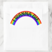 I Wanna Die - Rainbow Rechthoekige Sticker (Tas)
