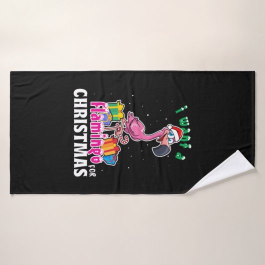 I want a Flamingo for christmas pink flamenco (Serviette de bain)