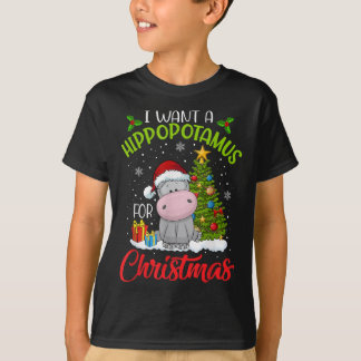 i want a hippopotamus  christmas xmas hippo  kid t-shirt