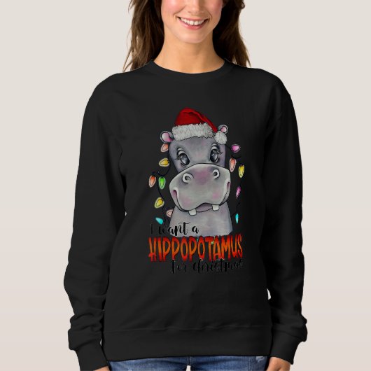 I Want A Hippopotamus For Christmas Santa Hippo Xm Trui (Voorkant)