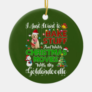 I want to watch christmas movies GOLDENDOODLE Keramisch Ornament