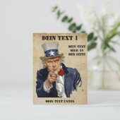 I Want You, Uncle Sam Briefkaart (Staand voorkant)