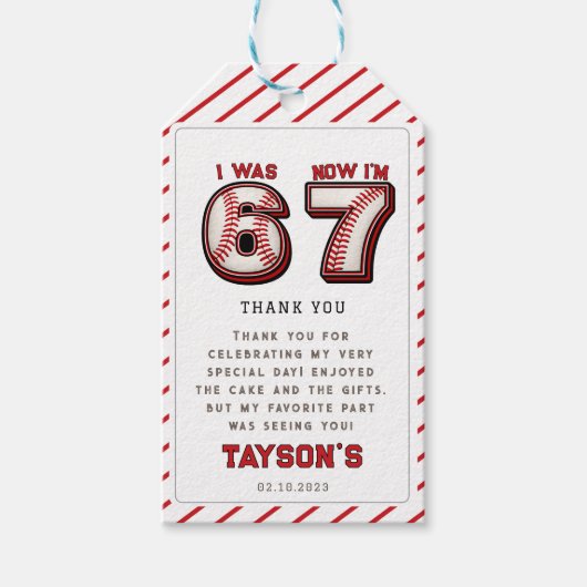 I Was 6, Now I’m 7 – Baseball 7th Birthday Cadeaulabel (Voorkant)