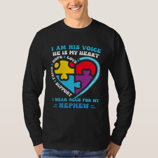 I Wear Blue For My nephew Autism Awareness groovy  T-shirt