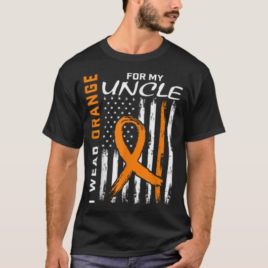 I Wear Orange For My Uncle Leukemia Cancer T-shirt (Voorkant)