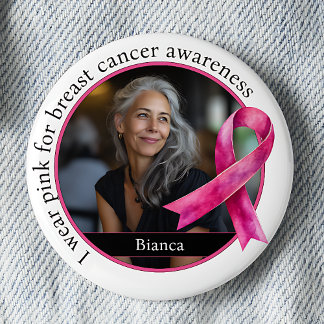 I Wear Pink for Breast Cancer Awareness Ronde Button 5,7 Cm