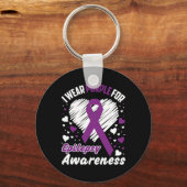 I Wear Purple For Epilepsy Awareness Sleutelhanger (Voorkant)