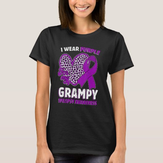 I Wear Purple For My Grampy Epilepsy Awareness Leo T-shirt (Voorkant)