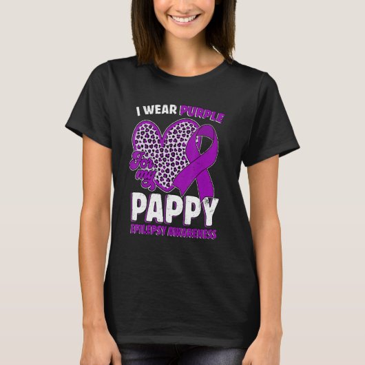 I Wear Purple For My Pappy Epilepsy Awareness Leop T-shirt (Voorkant)