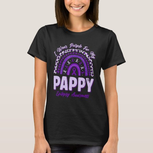 I Wear Purple For My Pappy Epilepsy Awareness Rain T-shirt (Voorkant)