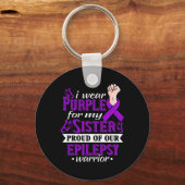 I Wear Purple For My Sister Epilepsy Warrior Aware Sleutelhanger (Voorkant)