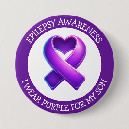 I Wear Purple for my Son | Epilepsy Awareness Ronde Button 7,6 Cm