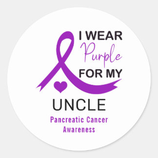 I Wear Purple For My Uncle Pancreatic Cancer Ronde Sticker