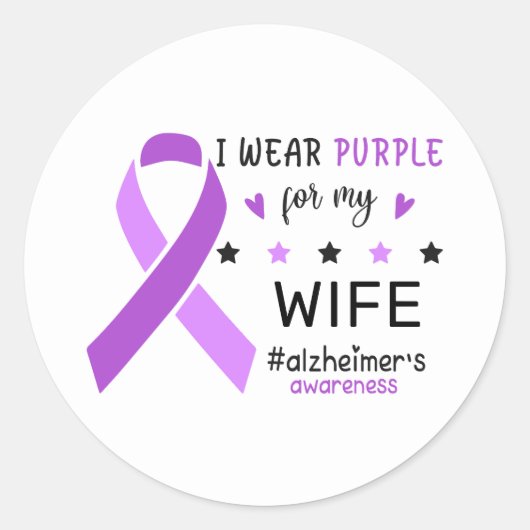 I Wear Purple For My Wife Alzheimer Awareness Ronde Sticker (Voorkant)