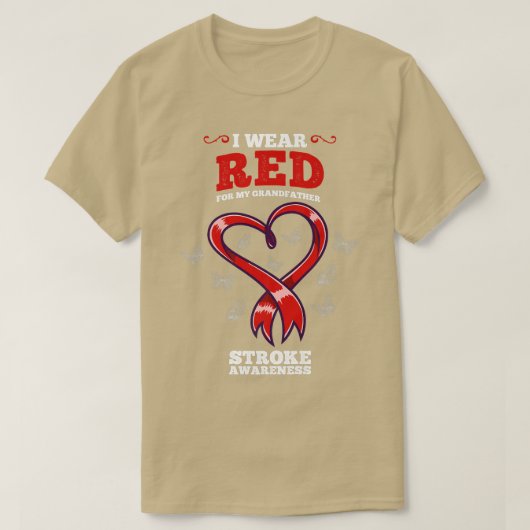 I Wear Red For My Grandfather Stroke Awareness T-shirt (Design voorkant)