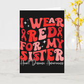 I Wear Red For My Sister Retro Chd Awareness Heart Kaart (Gele Bloem)