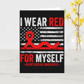 I Wear Red For Myself Heart Disease Awareness Us F Kaart (Gele Bloem)