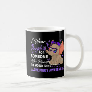 I Wear Ribbon Purple Elephant Cute Alzheimer's Awa Koffiemok