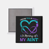 I Wear Teal & Purple In Memory Of My Aunt Magneet (Voorkant / Achterkant)