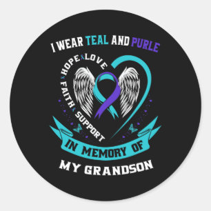 I Wear Teal and Purple For My Grandson Suicide Awa Ronde Sticker