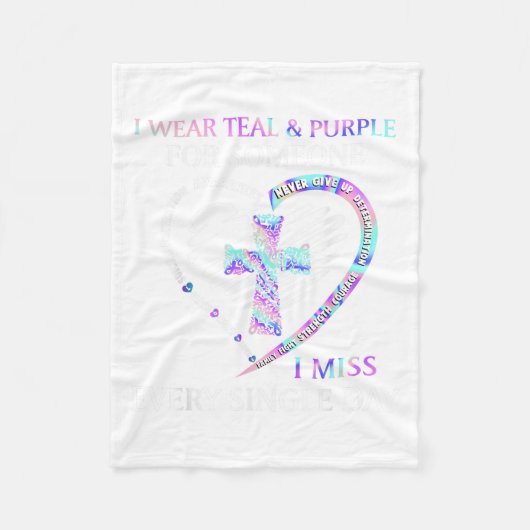 I Wear Teal And Purple Suicide Awareness Ribbon Cr Fleece Deken (Voorkant)