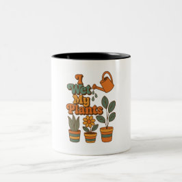 I Wet My Plants – Retro 70s Stripes Tweekleurige Koffiemok