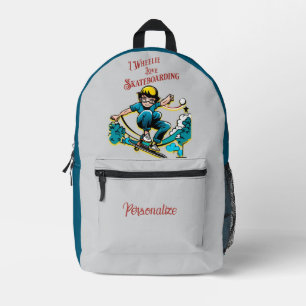 I Wheelie Love Skateboarden Quote Boy Personaliser Bedrukte Rugzak