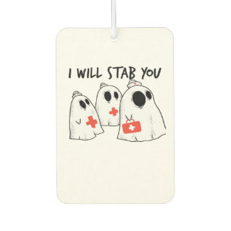 I Will Stab You Ghost Nurse Funny RN Halloween Gho Luchtverfrisser