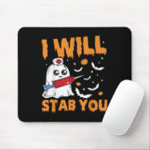 I Will Stab You Ghost Nurse Retro Funny Halloween Muismat (Met muis)