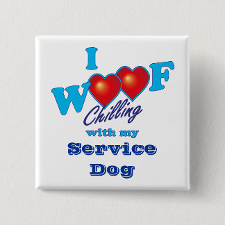I Wof Service Dog Vierkante Button 5,1 Cm