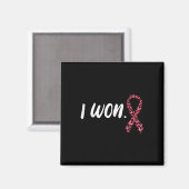 I Won Breast Cancer Awareness Support Pink Ribbon Magneet (Voorkant / Achterkant)