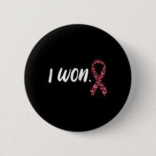 I Won Breast Cancer Awareness Support Pink Ribbon Ronde Button 5,7 Cm