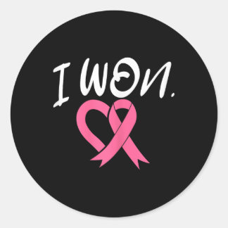I Won Breast Cancer Awareness Support Pink Ribbon Ronde Sticker