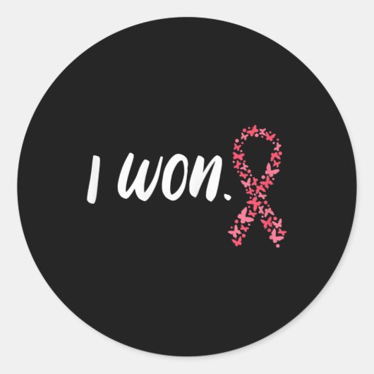 I Won Breast Cancer Awareness Support Pink Ribbon Ronde Sticker (Voorkant)