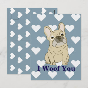 I Woof You - Franse Bulldog harten Briefkaart