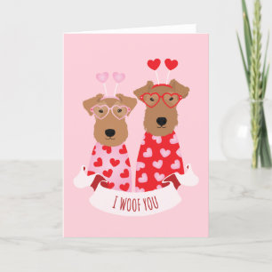i Woof You Valentijn Wire Fox Terrier Dogs Feestdagen Kaart