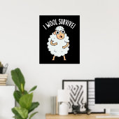 I Wool Survive Funny Sheep Pun Dark BG Poster (Thuiskantoor)