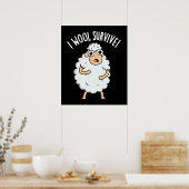 I Wool Survive Funny Sheep Pun Dark BG Poster (Keuken)